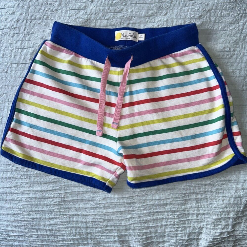 Mini Boden Girls Rainbow Stripe Shorts 9Youth